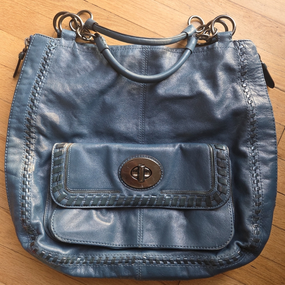 Coach Slate Blue Leather Shoulder Bag